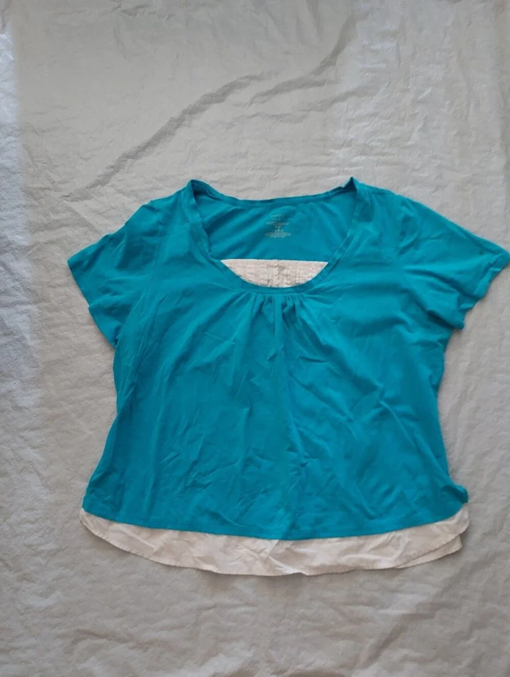 Venezia Teal Short-Sleeve Layered Hem Top